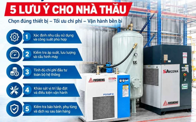 Mua Máy Nén Khí Lần Đầu: 5 Lưu Ý Quan Trọng Cho Nhà Thầu