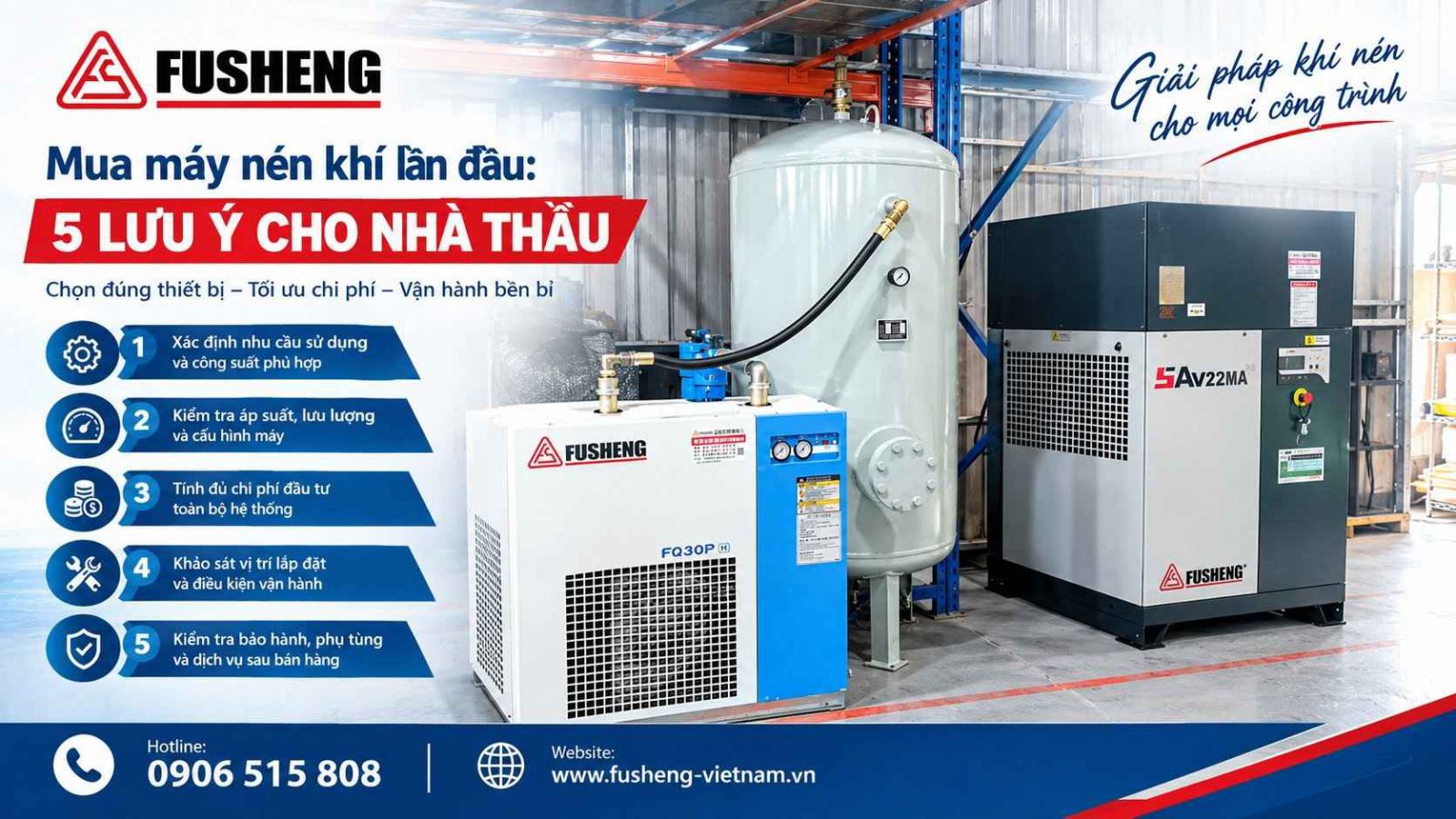 Mua máy nén khí lần đầu: 5 lưu ý cho nhà thầu | Fusheng